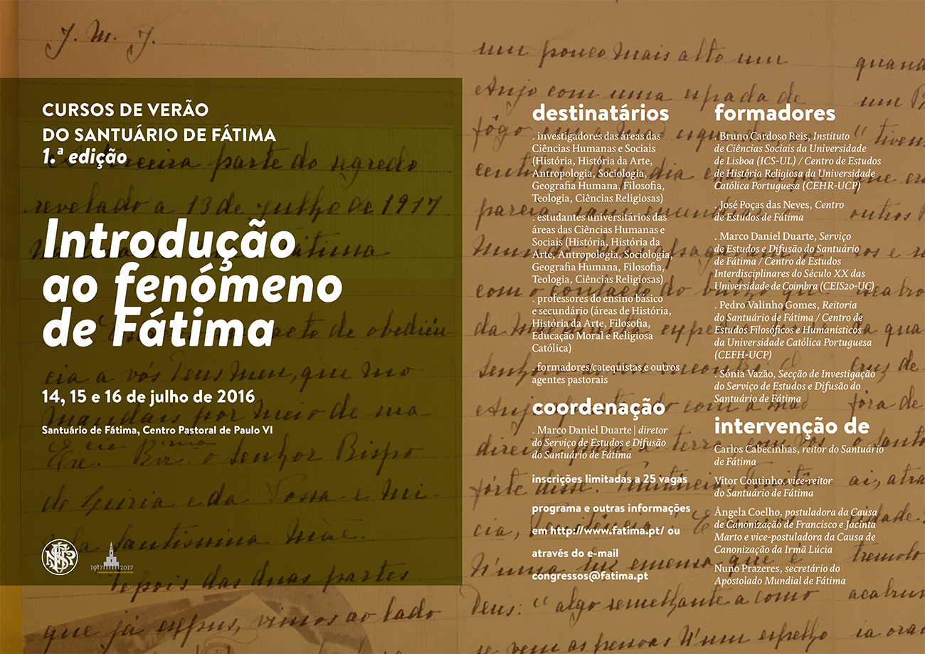 Fátima: Santuário dinamiza primeiro curso intensivo para investigadores e jovens universitários